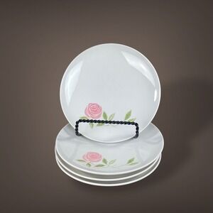 Franciscan Pink A Dilly Rose Bread and Butter Plates 1959 Vintage Set of 4